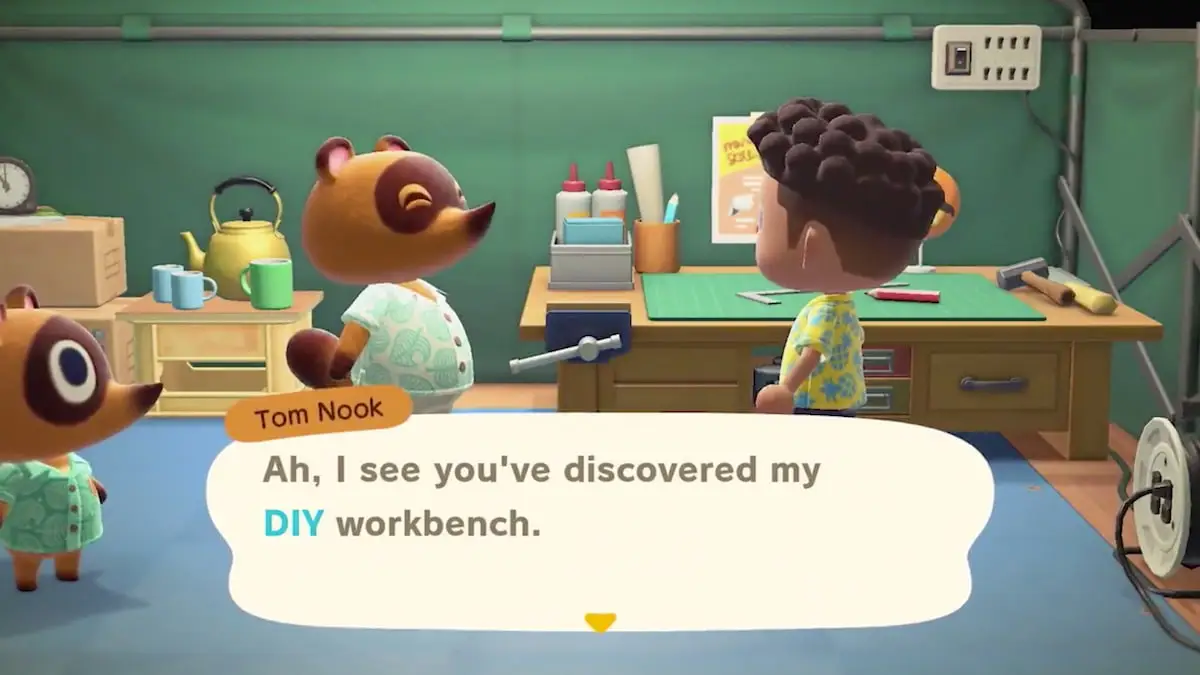 Dorfbewohner Tom Nook zeigt euch die DIY-Werkbank in Animal Crossing: New Horizons