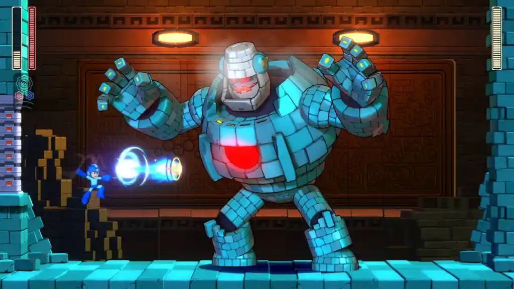 Megaman 11 Block Man Bosskampf